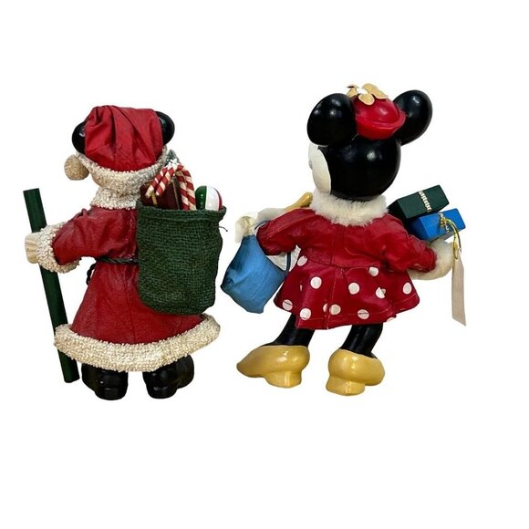 Vtg 1989 Walt Disney Mickey and Minnie Mouse Santa's World Fabric Mache  8" tall - Picture 3 of 5